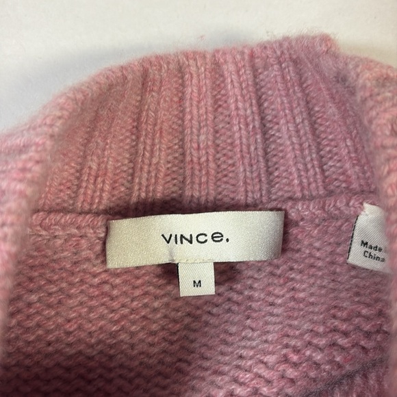 VINCE Cropped 100% Cashmere Mock Neck Sweater Pink Size Medium - Picture 5 of 6